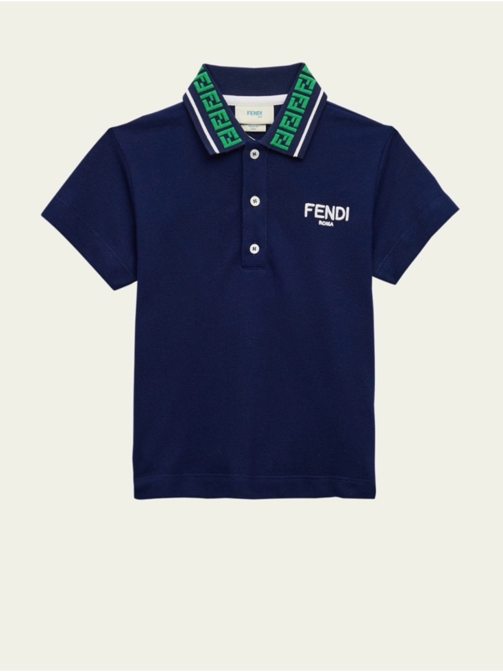 Polo by Ralph Lauren Navy Polo with Green Logo Collar